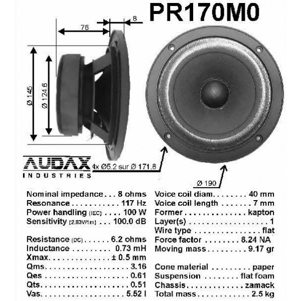HP Audax PR-33-SM150 , suspension, collé un de fini